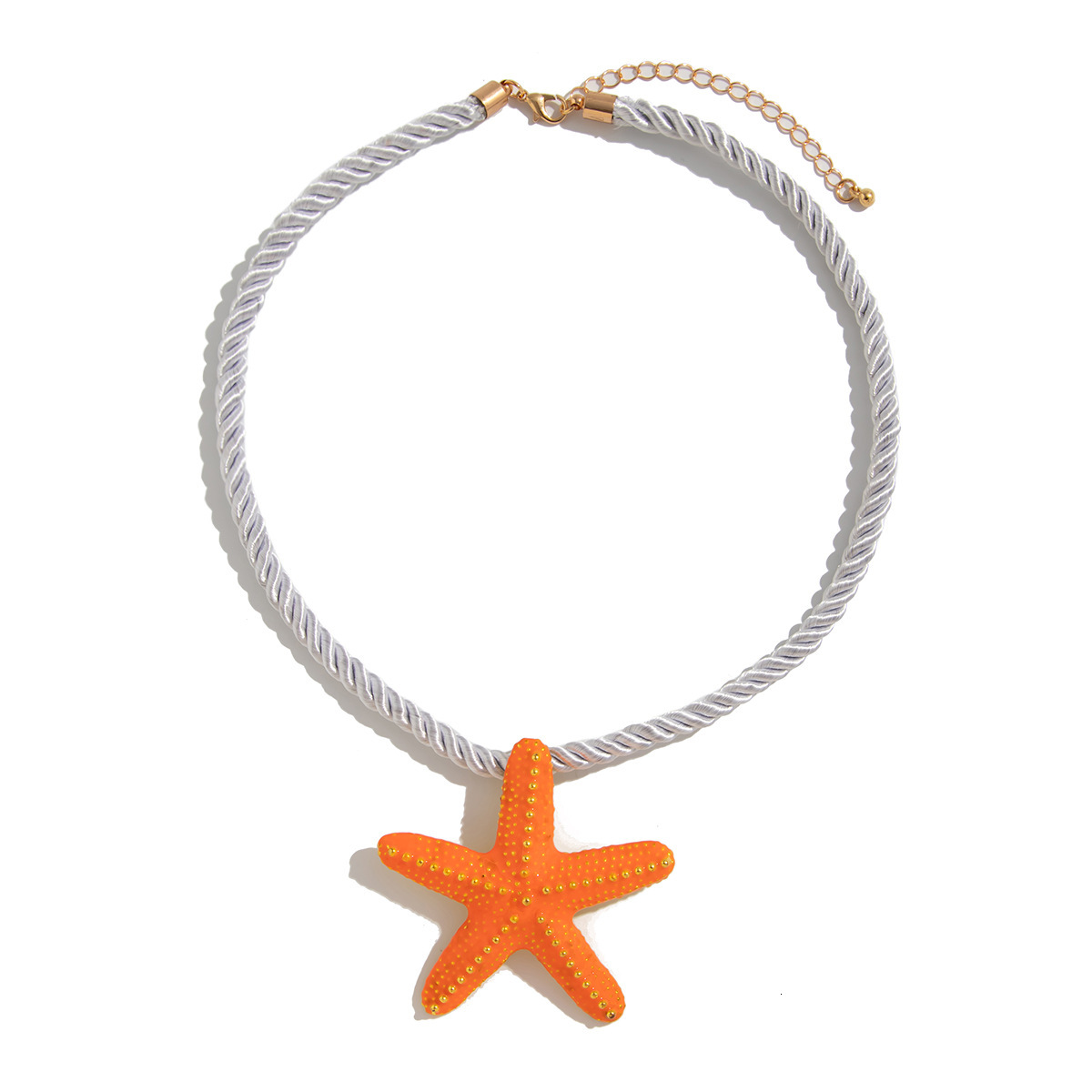 Beach Vacation 3D Starfish Pendant Necklace for Women, Unique Ins Style Colorful Star-Shaped Jewelry