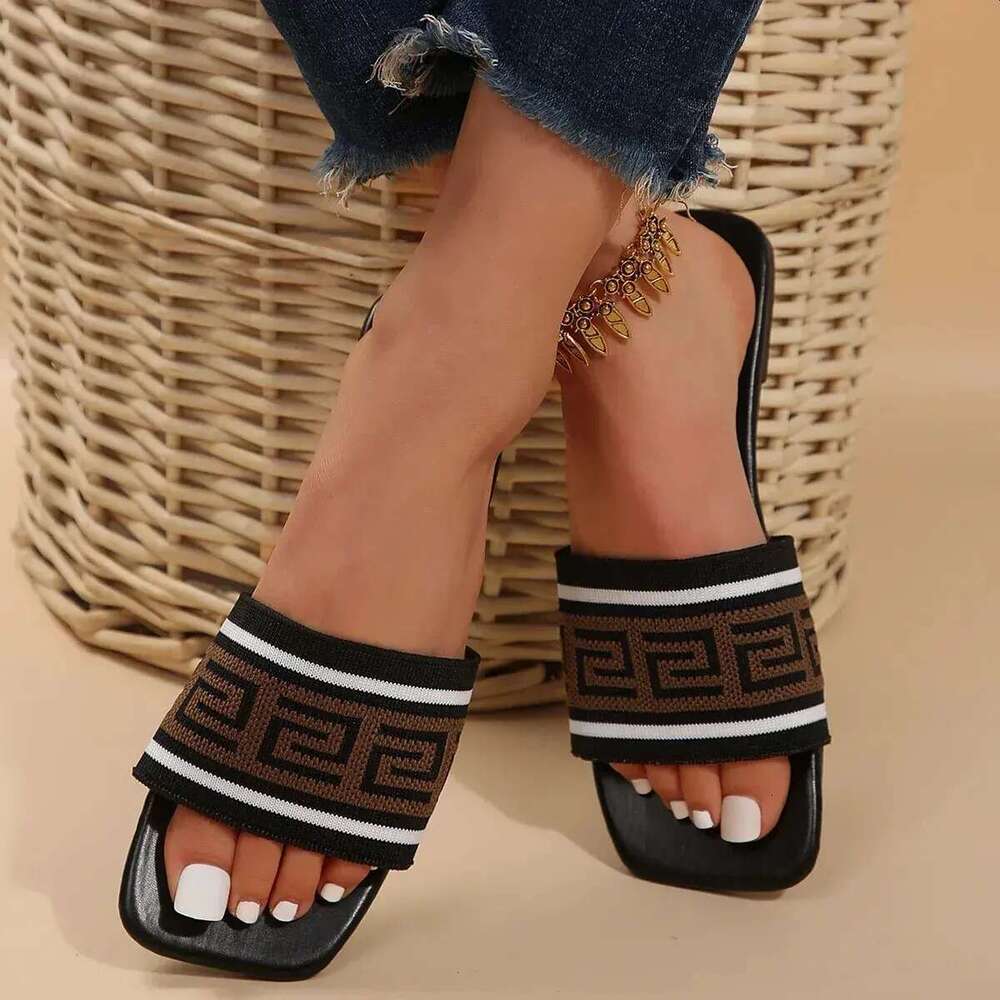 Designer Slide Womens: Simple Cloth Covered Flat Sandals for Outdoor Casual Wear