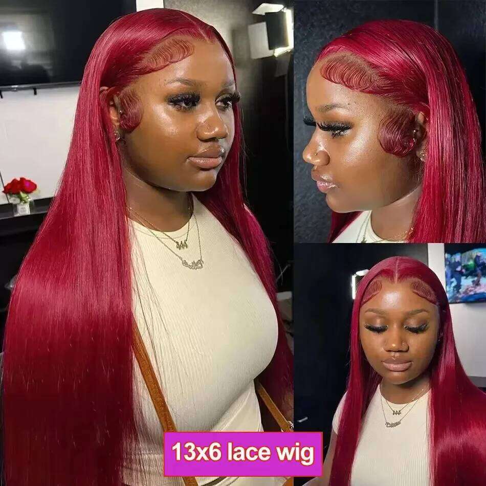 Bury 13x6 HD Frontal Straight wig 13x4 Lace Front Human Hair Wigs For Women 99J Colored Wig 4x4 5x5