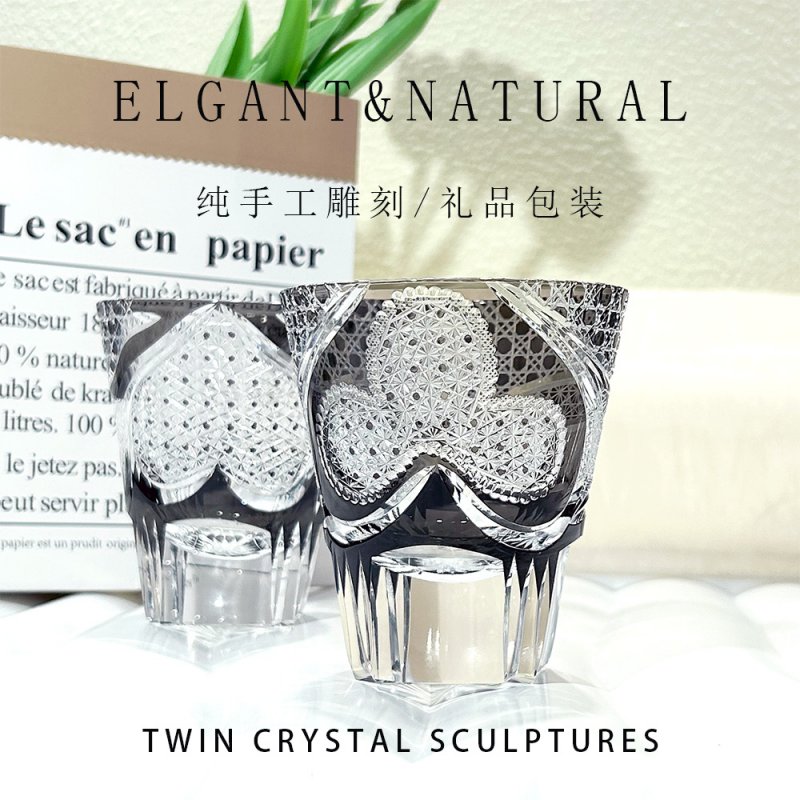 Square double cup lead glass with high aesthetic value, high-end water cup, whiskey and foreign wine glass, fashionable