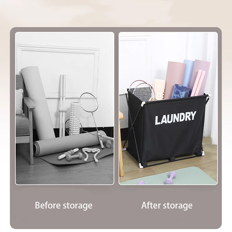 Large capacity three grid aluminum frame laundry basket foldable storage bag factory direct sales
