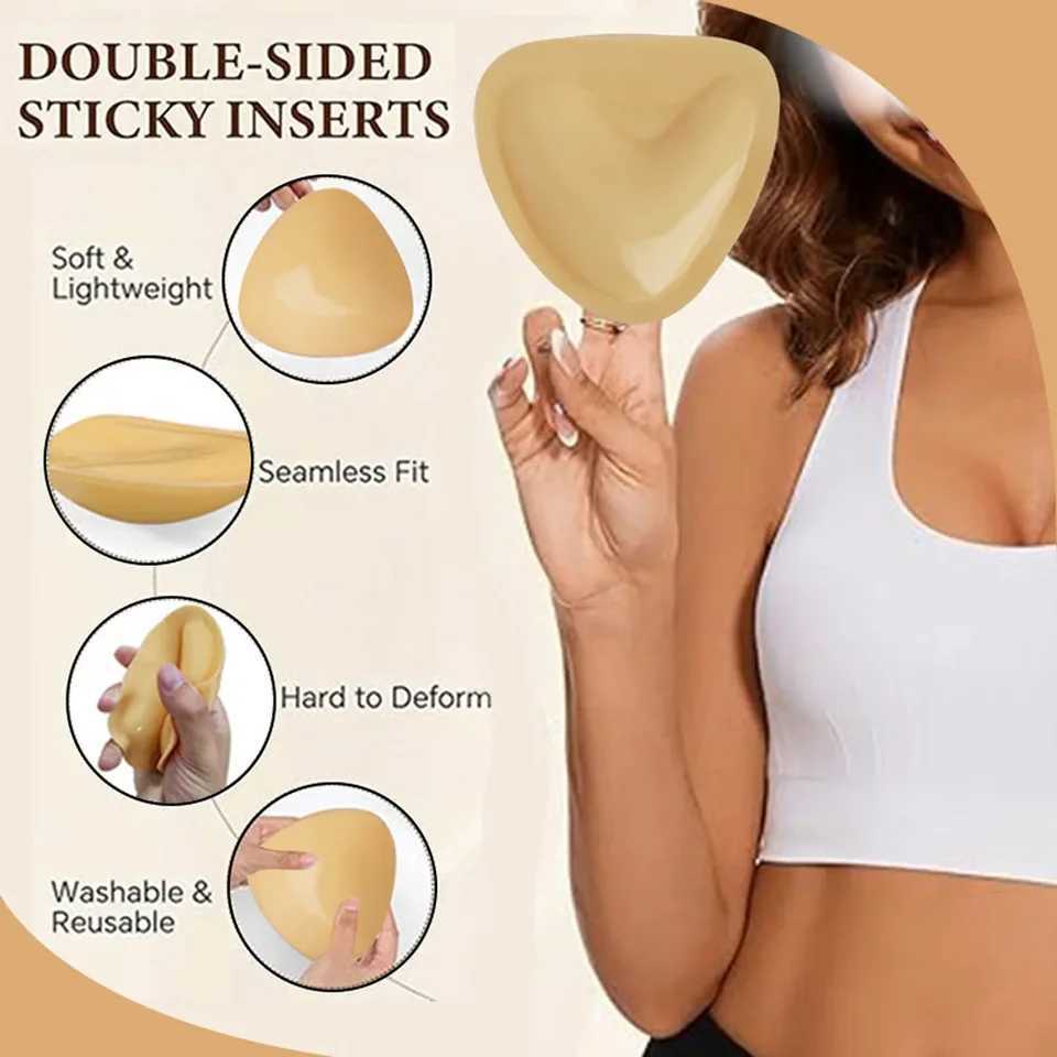 Pair Double Sided Adhesive Sticky Bra Inserts Push Up Thick Sponge Ultra Breast Lift Pads Women Swimsuit Bikini Cup Enhancer W250624