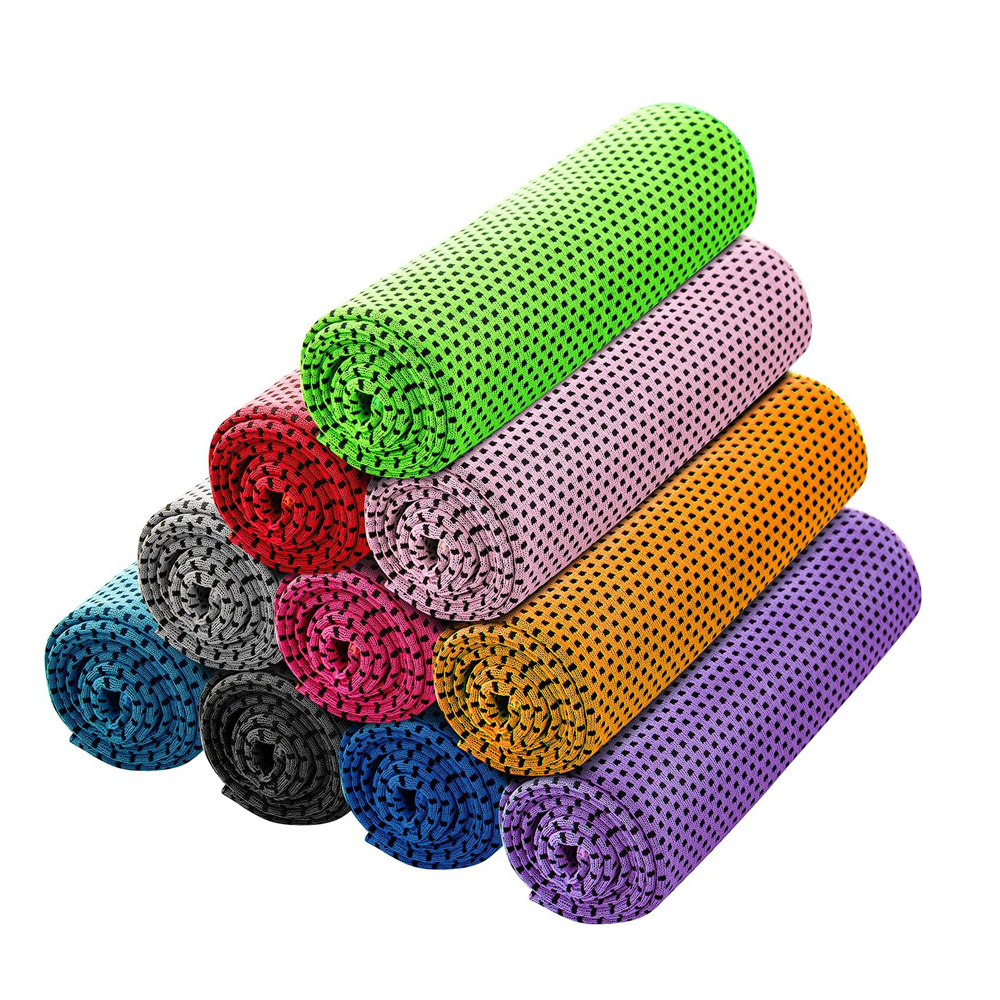 Cooling Quick-Dry Solid Color Ice Chilly Knitted Sports Towel Soft Breathable for Yoga Gym Workout Camping