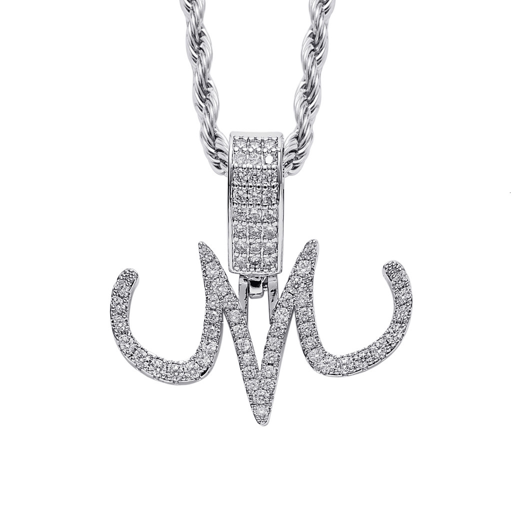 Luxury Moissanite Jewelry M Logo Personalized Hip Hop Pendant Full Diamond Necklace Pass the diamond tester