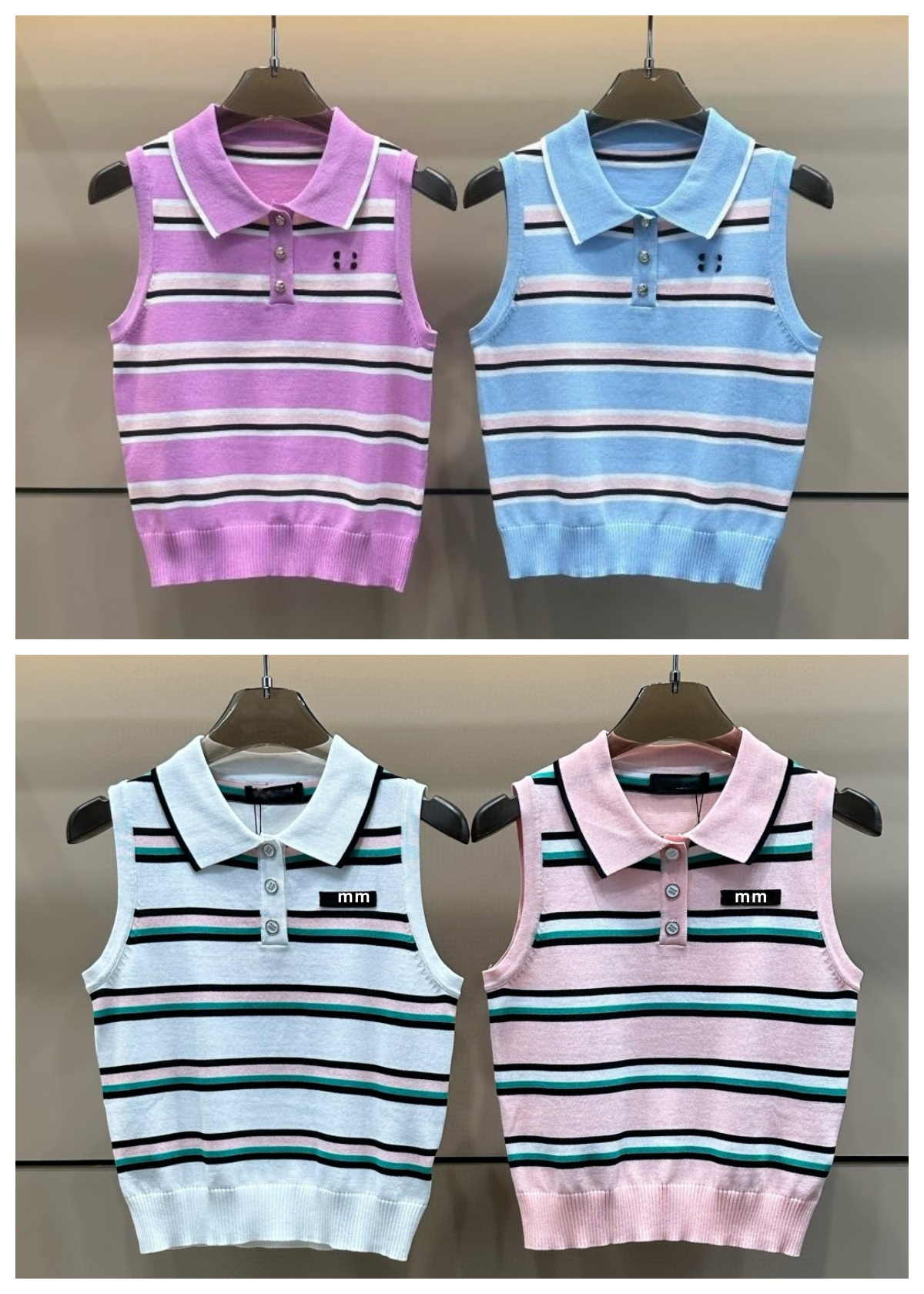 New Womens designer clothes t shirts women sexy halter tops party crop embroidered tank top spring summer backless shirt Collar knit pullover vest
