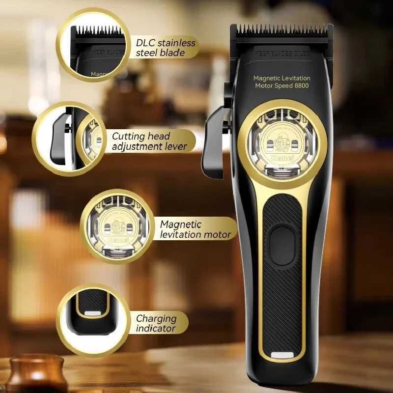 Kemei Professional Hair Clipper Mens Hair Trimmer Beard Trimmer Rechargeable Barber Cordless Haircut Machine Salon Tool XJ250624