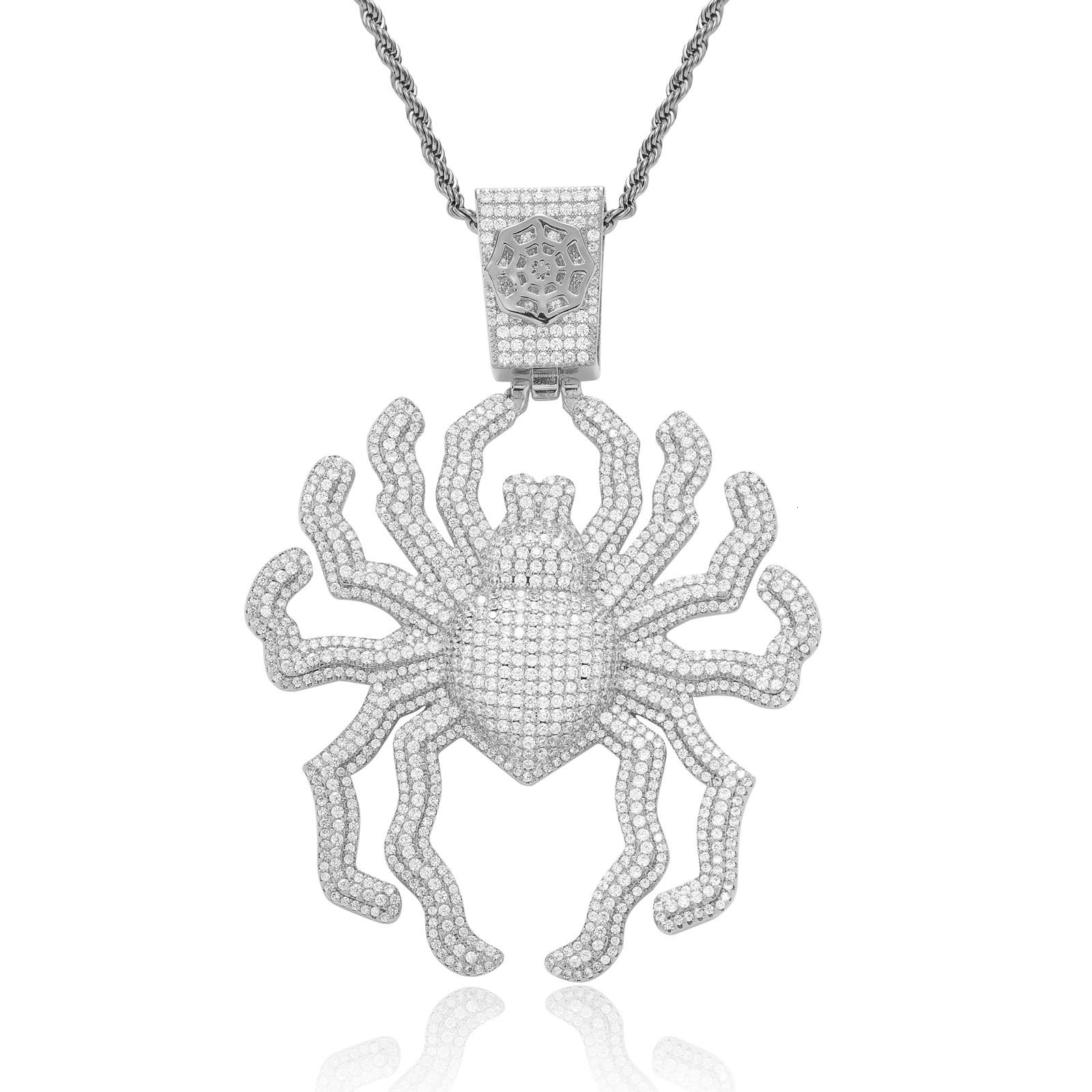 Luxury Moissanite New Arrival Hip Hop Oversized Spider Pendant Diamond Studded Trendy Personalized Men's Necklace Pass the diamond tester