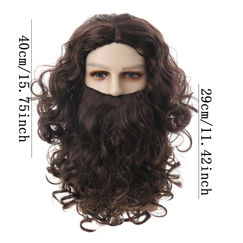 Jesus beard and wig set, wizard wavy and long straight Easter and Halloween cosplay photo props, LARP party comedy supplies, stage show accessories dr