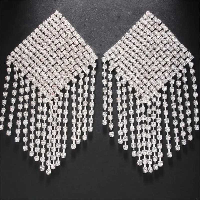 72XE Rhinestones Tassels Nipple Cover for Carnivals Party Alloy Pasties Body Chain W250624