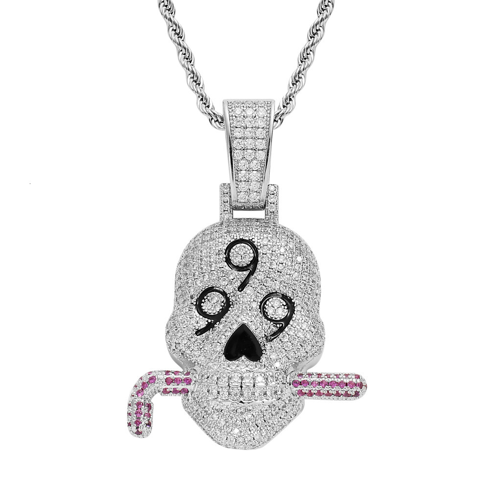Personalized Trendy Brand Hip Hop 999 Skull Pendant Diamond Studded Fashion Accessory Pass the diamond tester