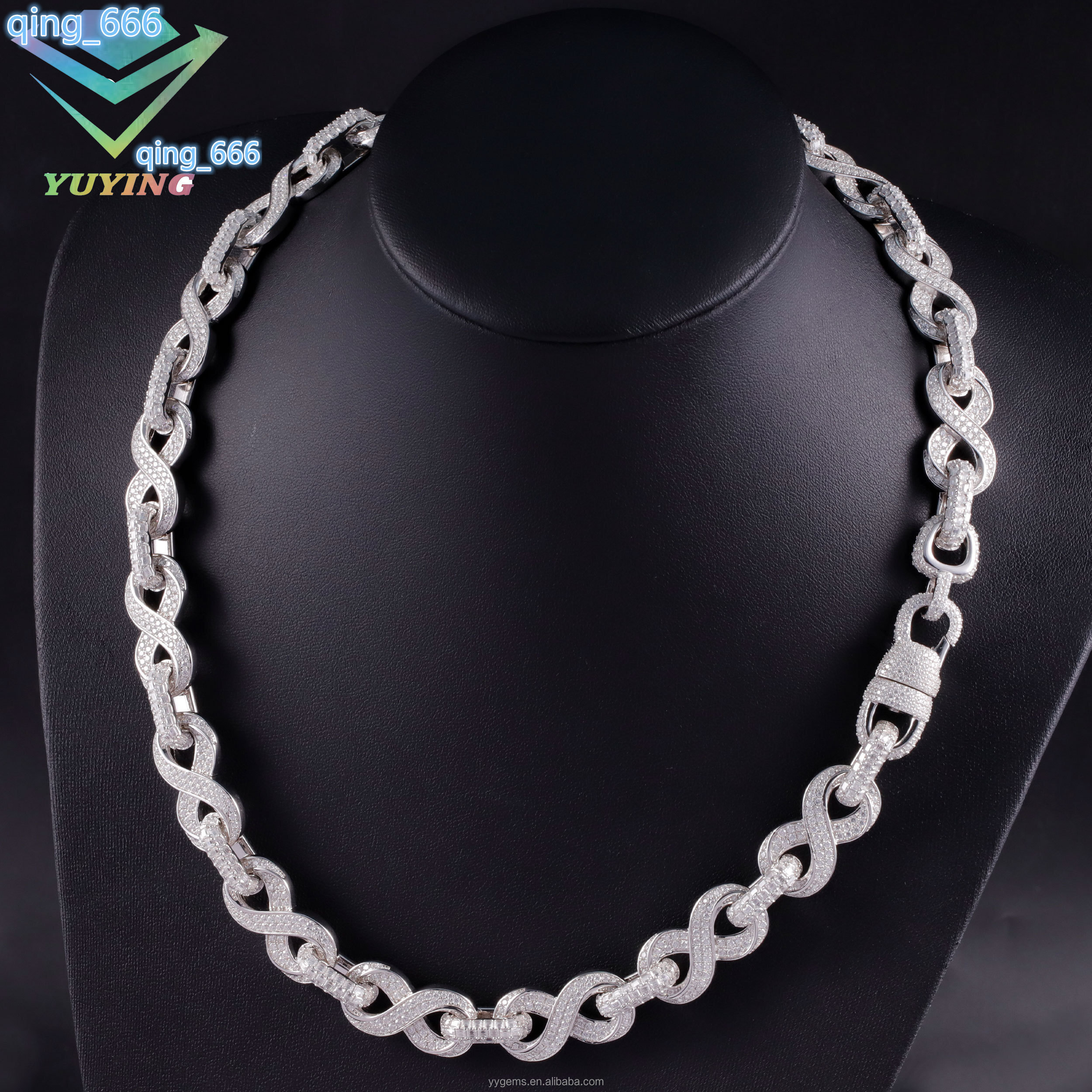 Custom Hip Hop Jewelry Iced Out VVS Moissanite Diamond Infinity Chain GRA Certificate 925 Silver Infinity Link Chain for Men
