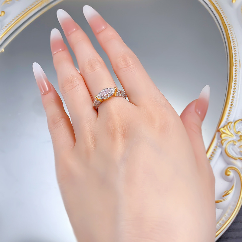 Choucong Sparkling Gorgeous Wedding Rings Deluxe Jewelry Genuine 100% S925 Sterling Silver Marquise Cut White Moissanite Diamond Pary Elegant Women Br