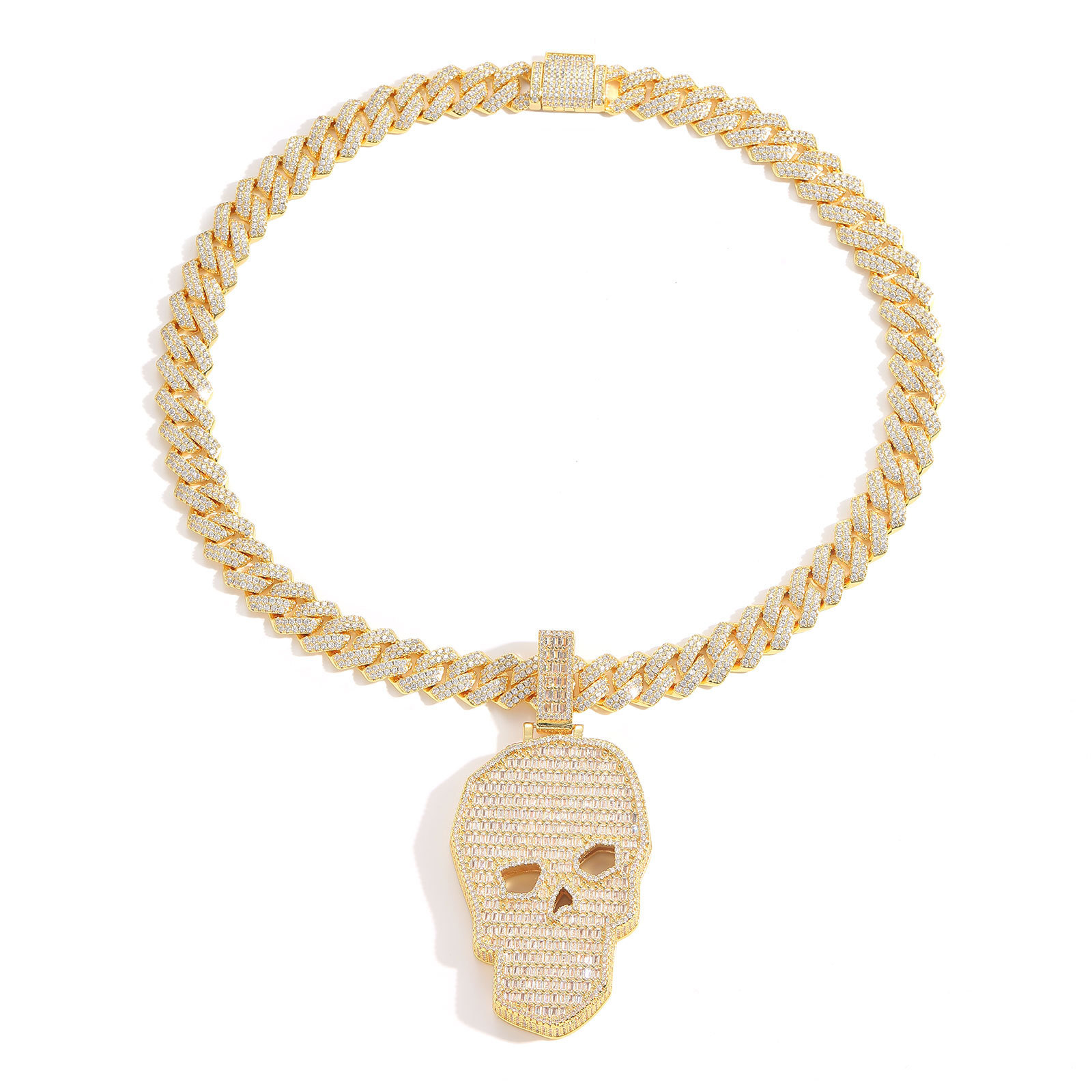 New Arrival Skull Head Iced Out Pendant Men's Hip Hop Street Style Moissanite Necklace druzy jewelry Pass the diamond tester