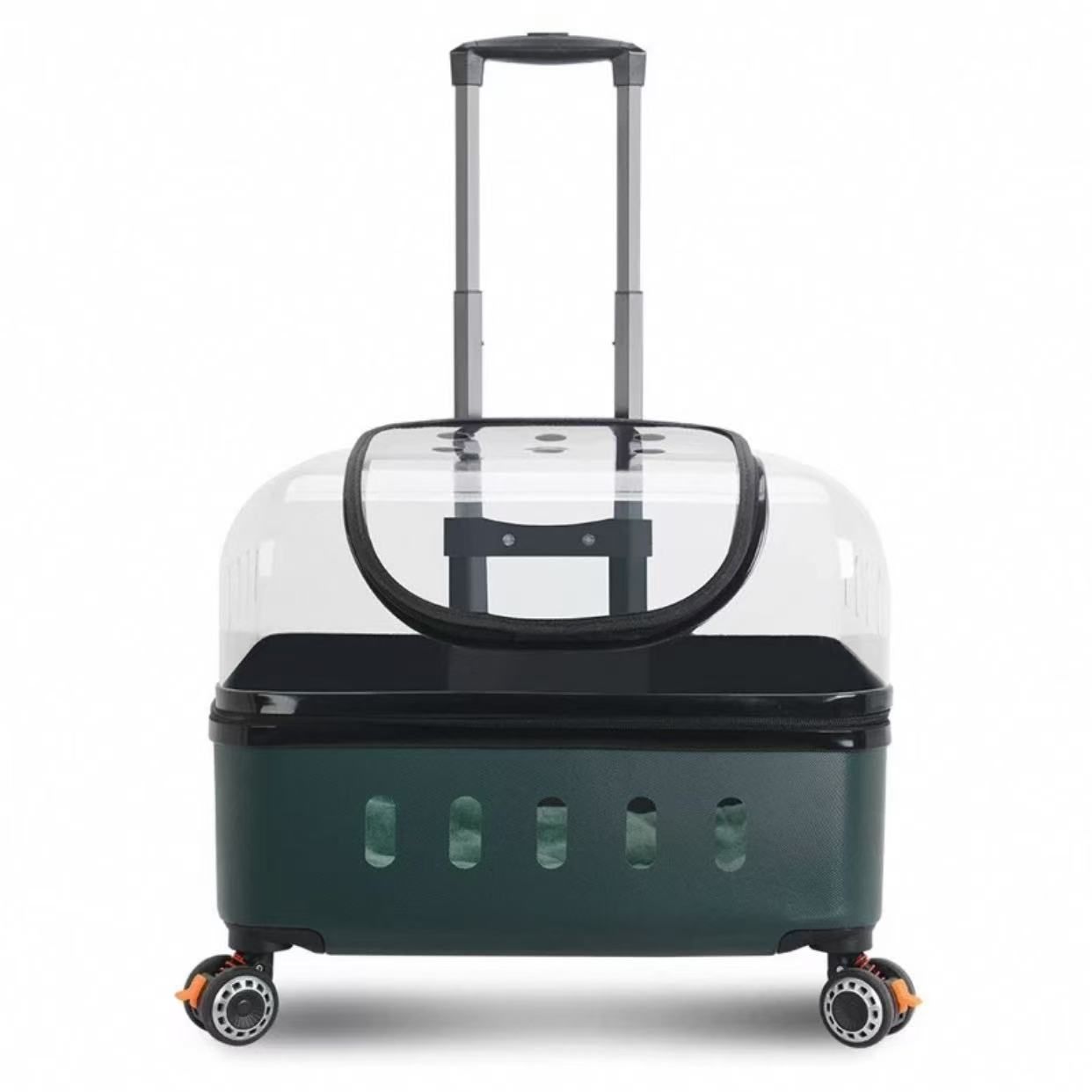 Leak-Proof Transparent Capsule Pet Carrier - Large Lightweight Trolley Suitcase for Outdoor Cats & Dogs