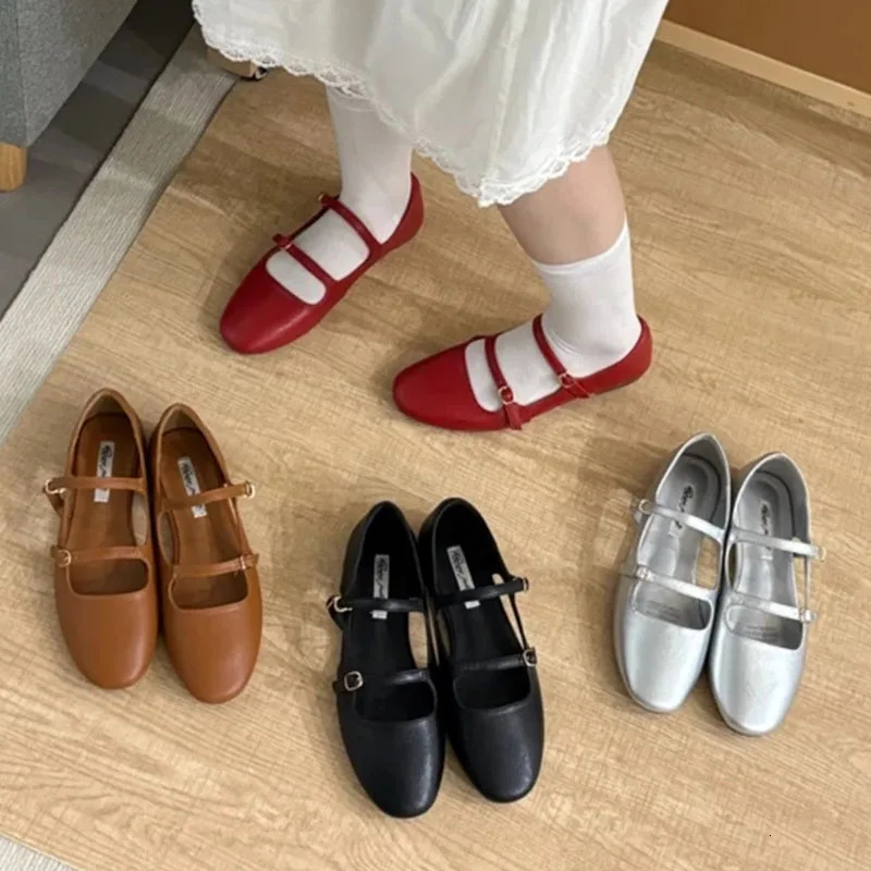 Female Buckle Strap Footwear In Women Mary Janes Flats Shoes Summer Spring Fashion Shallow Ladies With Shoes 250624