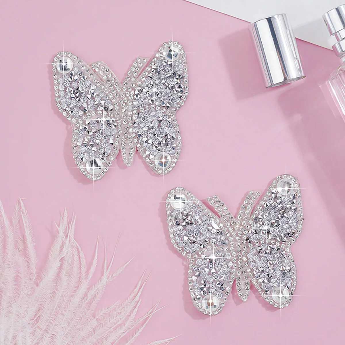 1Pair Rhinestone Butterfly Shape Nipple Covers for Women Sexy Reusable Wear Silicone Nipple Pasties Chest Stickers W250624