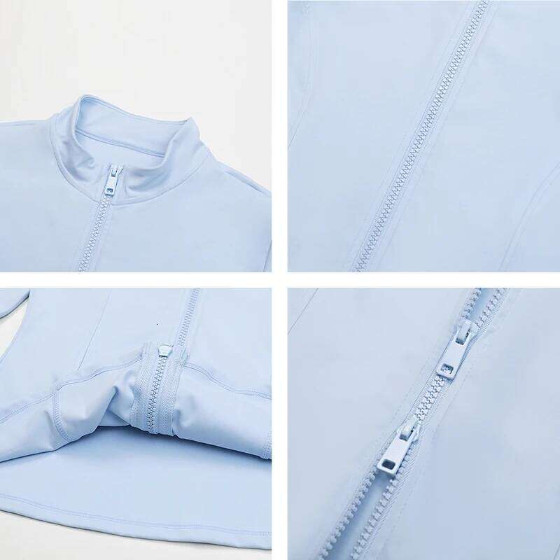 Hearuisavy Women's Sun Protection Yoga Jackets Stand Collar Double-Zippered Flared Cuff Design Fiess Running Workout Sport Top