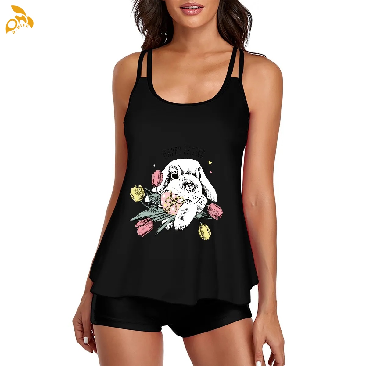 free shipping of customized super fashionable Ladies' halter two-piece swimsuit set is suitable for 200GSM DTF with exquisite patterns from US