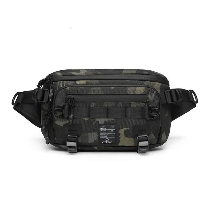 OZUKO Tactical Bag Fanny Pack Outdoor Sports Multifunction Waterproof Male Chest Mens Crossbody Bags 250624