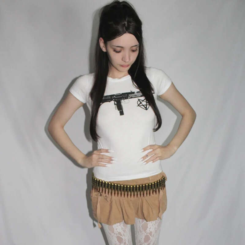 American Style Sweet And Spicy Girl Off-Shoulder Sleeve For Women Summer Dopamine Outfit Black Short Top Waist-Exposing T-Shirt B5