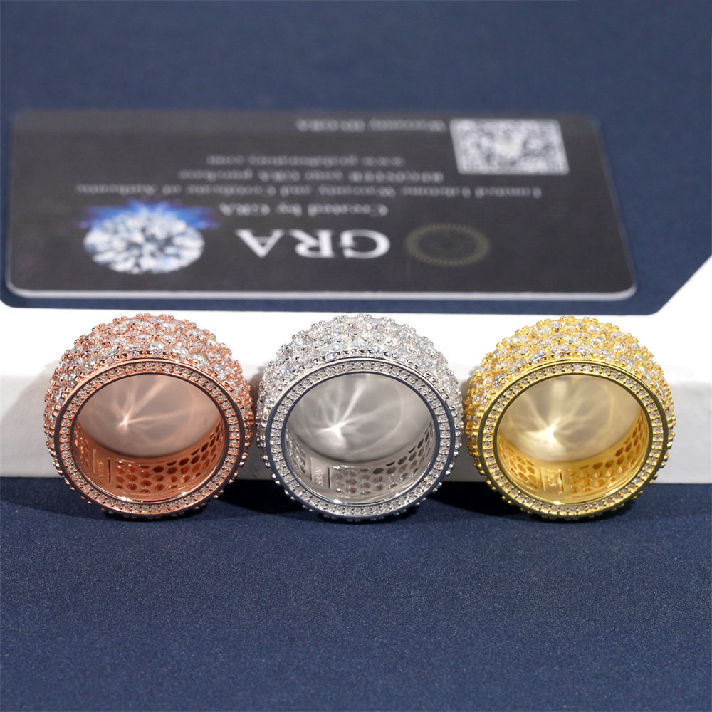 New Arrivals Luxury Jewelry Pass Diamond Tester 925 Sterling Silver Fully Iced Out VVS Moissanite Diamond Eternity Band Ring