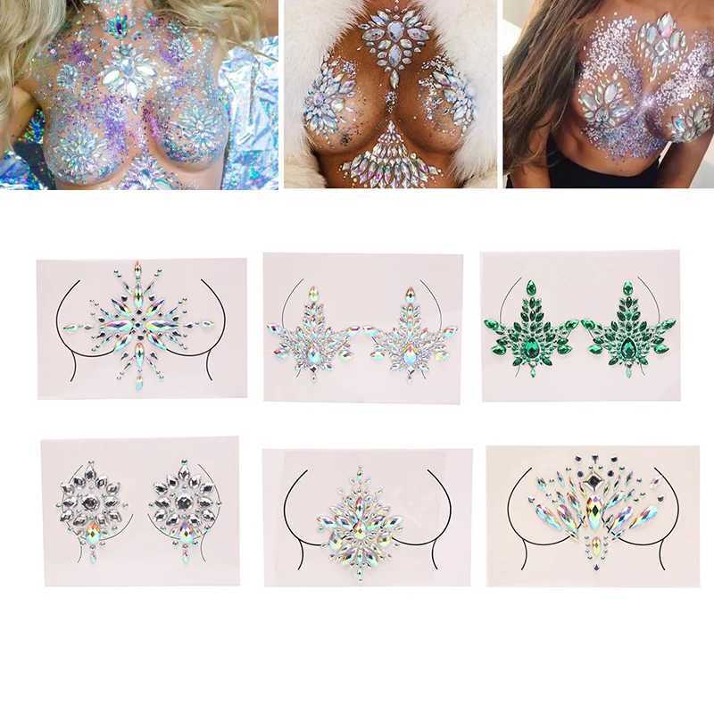 Nipple Cover Crystal Bra Stickers Adhesive Diamond Beads Breast Pasties Shiny Tattoo Sticker Accessories Pad W250624