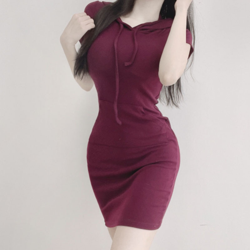 DR166 Body-shaping and elegant short dress with hip wrap skirt