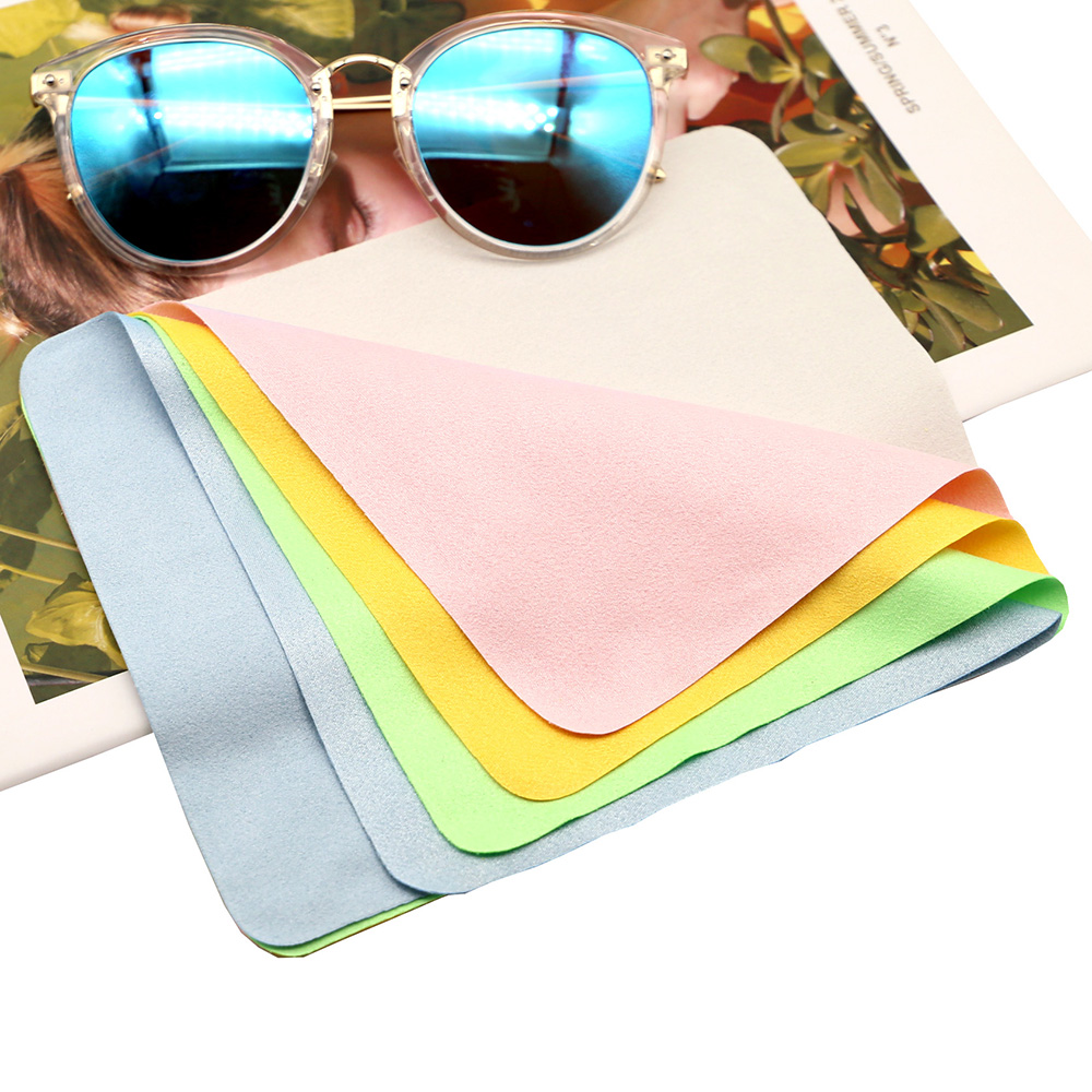 Wholesale Black Beige Suede Glasses Cloth Custom Logo Digital Printing Microfiber Lens Sunglasses Cleaning Cloth