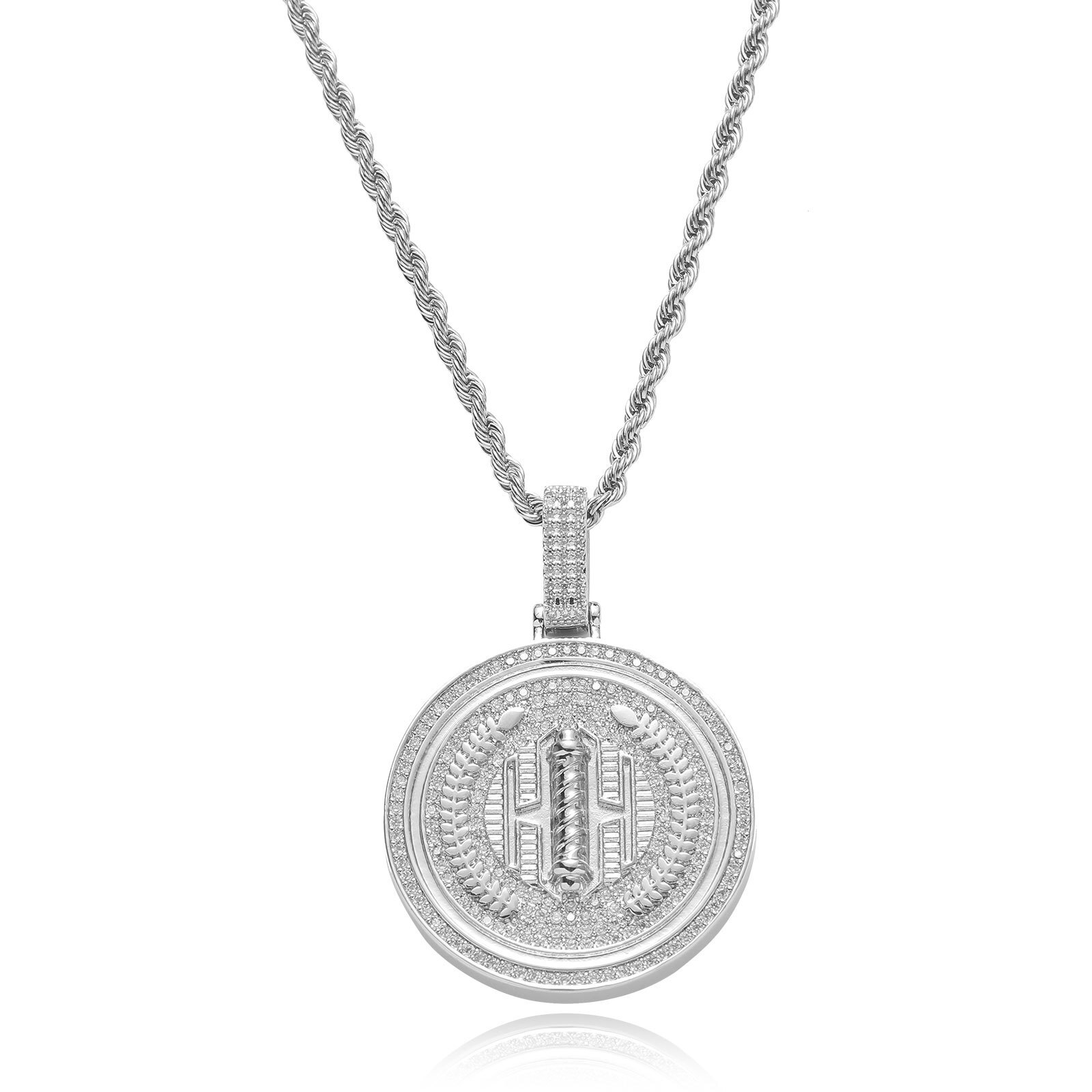 Luxury Moissanite Jewelry Hip Hop Round Wheat Ear Medal Pendant Creative Trendy Iced Out Hip Hop Chain Pass the diamond tester