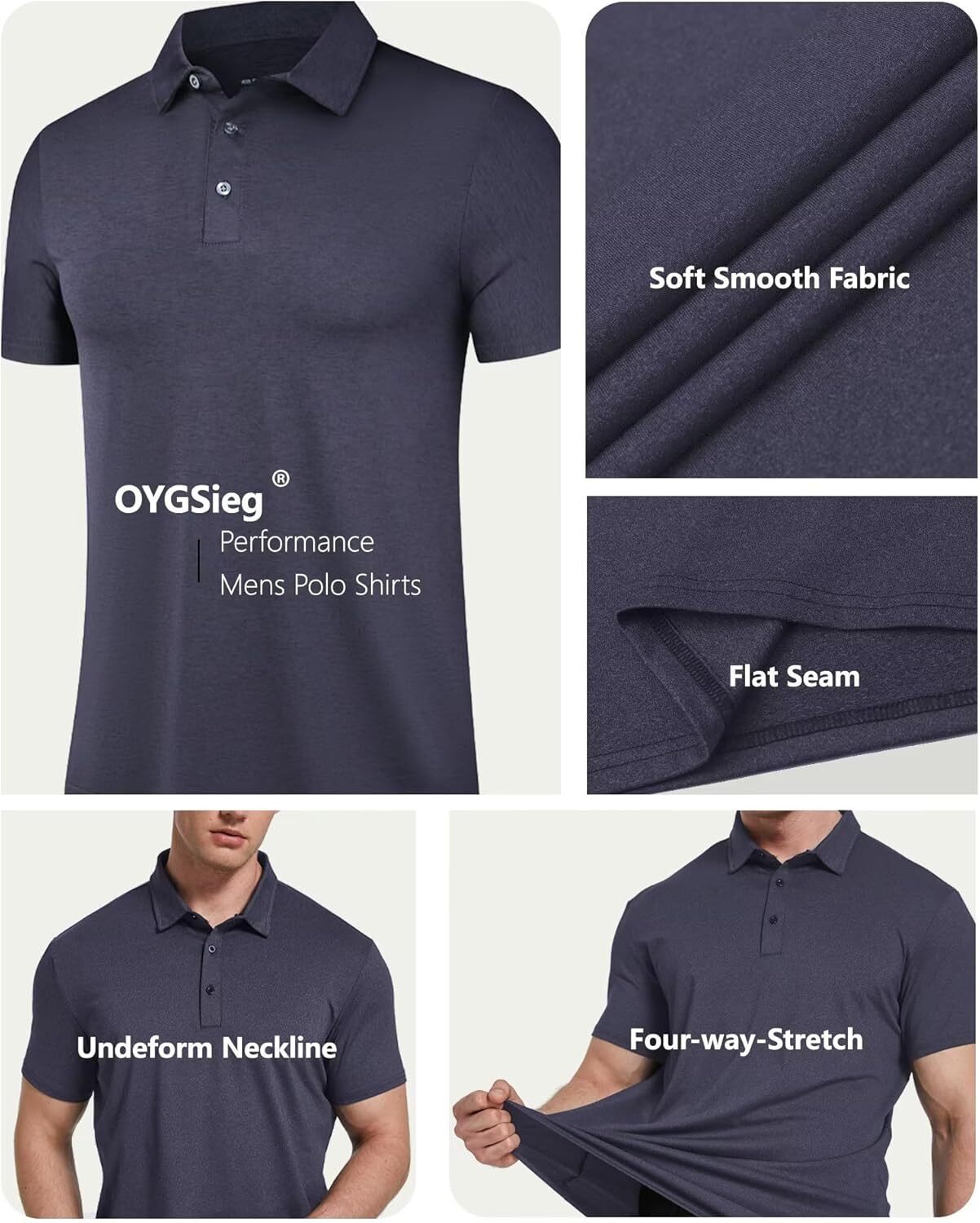 Pack of 6 polo shirts men, short sleeve, for golf, absorb moisture, athletic, casual, with neck