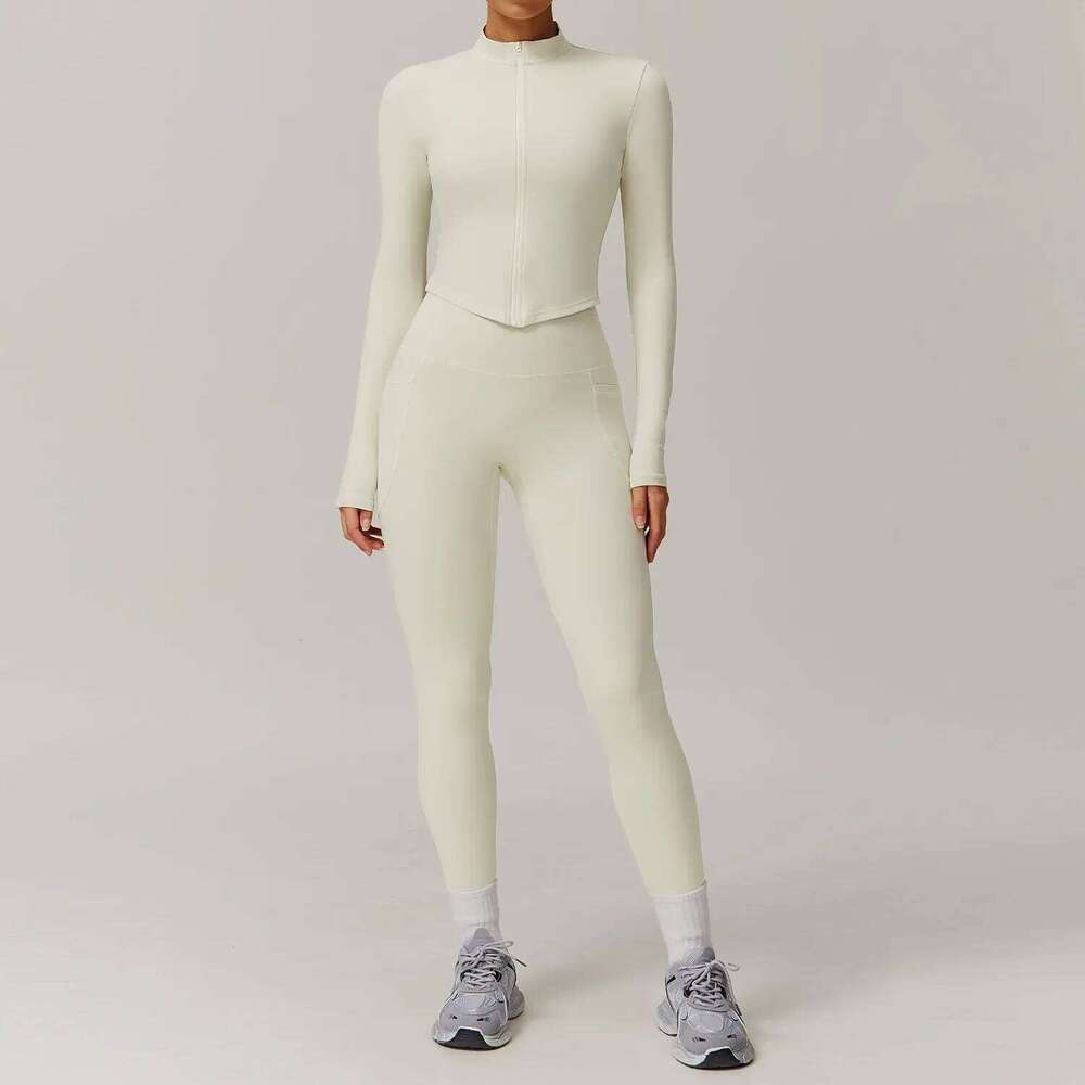 Custom Cloud Sense Quick Drying Shaping Long Sleeve Pants Pocket Yoga Casual Running Fiess Cycling Women's Two-piece Set