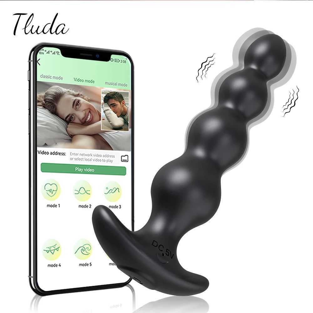 APP Vibrating Anal Beads Butt Plug for Men Women Anal Vibrator Prostate Massager Anal Balls Men Silicone Masturbator Sex Toy W250624