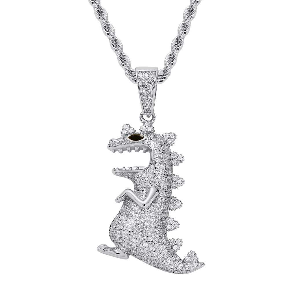 New Hip Hop Dinosaur Pendant Iced Out Creative Animal Men Moissanite Necklace Pass the diamond tester