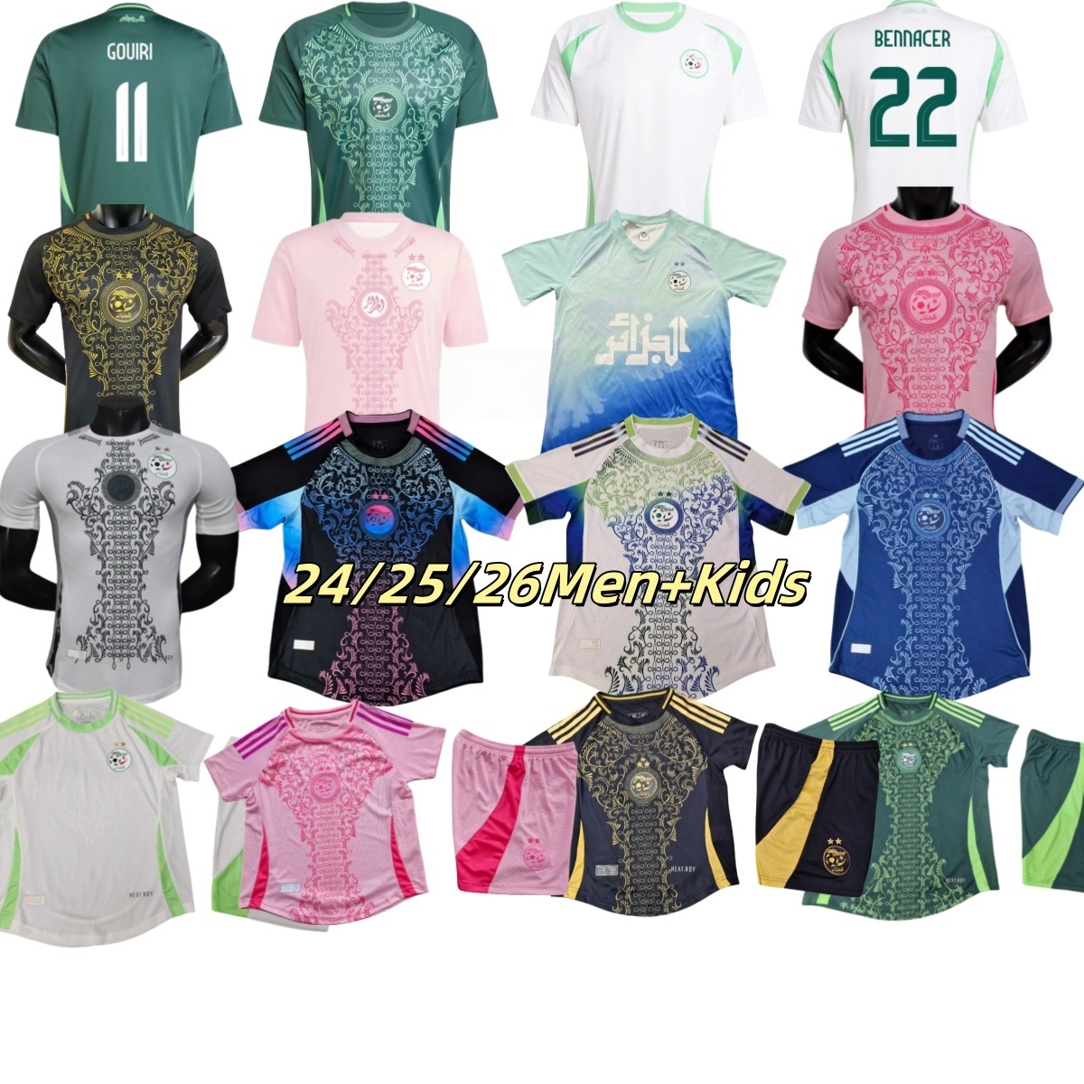 24 25 Algerie soccer jerseys 2024 2025 Fans Player version AIT NOURI AOUAR BENSEBAINI Algeria men kids kits maillot de football shirts training uniforms top 323