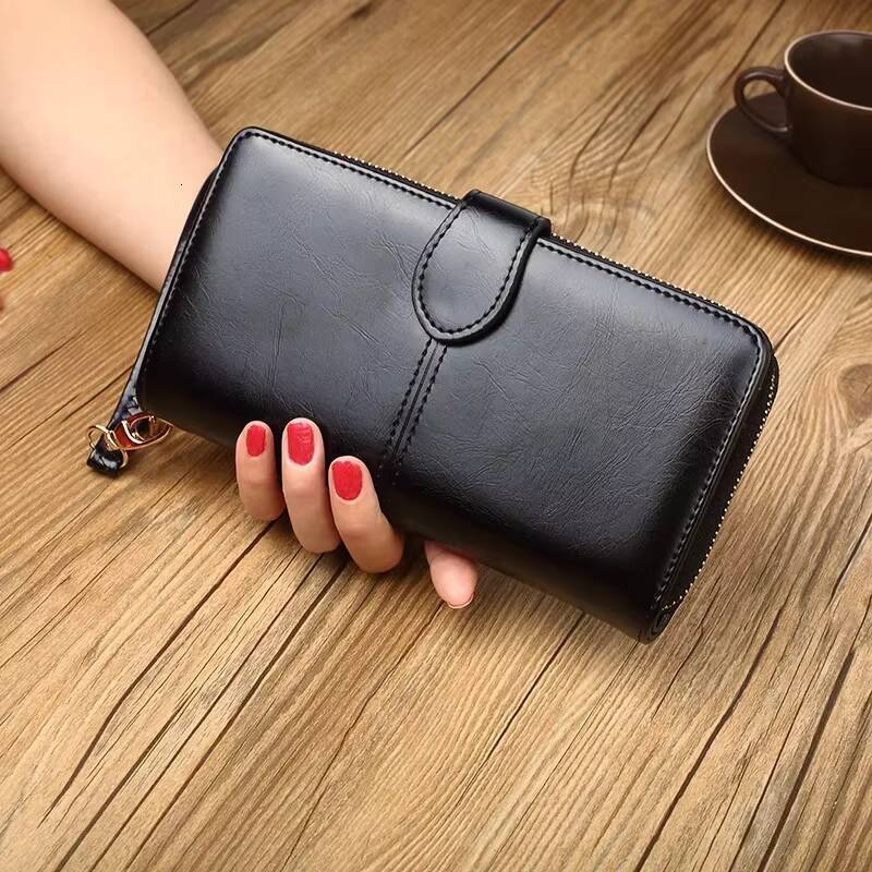 long Zipper Clutch Purse, PU Leather women Wristlet Wallet, Casual Portable Practical Card Holder ddmynov