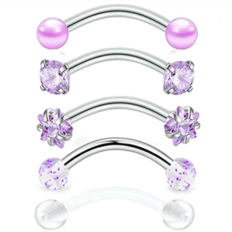 5PCS Crystal Eyebrow Piercing Set Curved Barbell Piercings Rook Earring Bulk Helix Stud Tragus Earrings Cartilage Jewelry Labret 250613