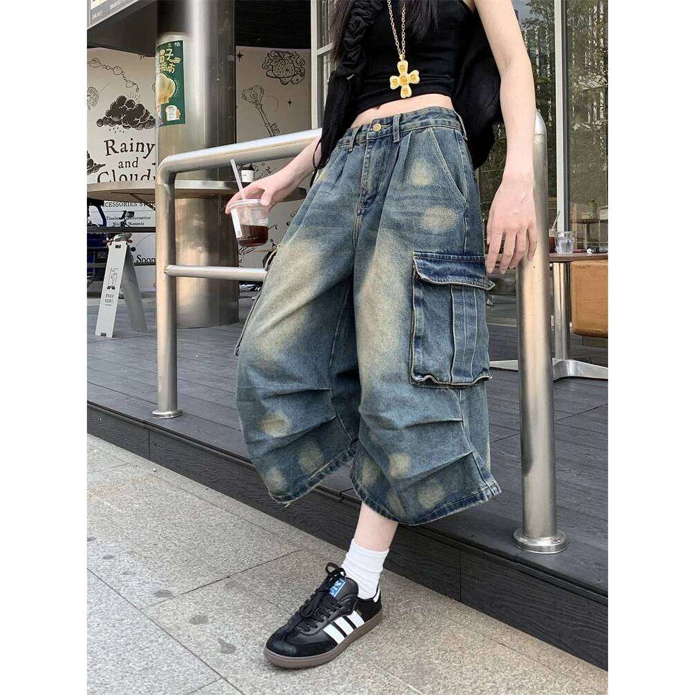 2025 designer jeans women y2k street clothing Korean calf trousers shorts 2000s jeans street fashion jeans straight jeans autumn jeans