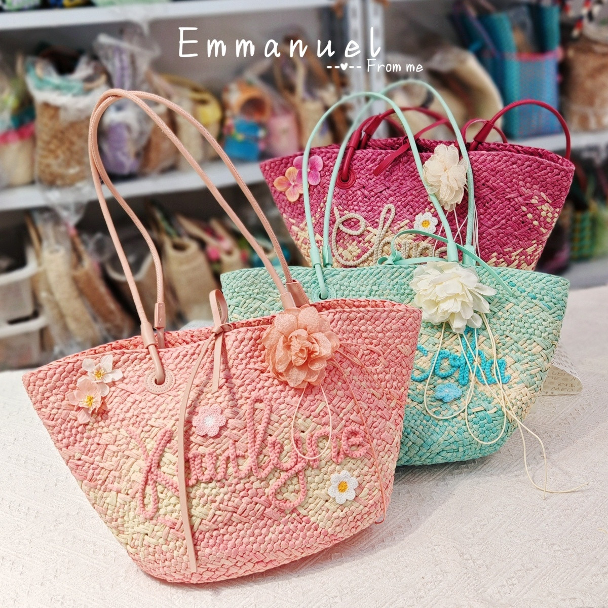 Free Shipping Straw Knitted Purses and Handbags Women Shoulder Bags Straw Woven Side Bag for Ladies Woman Handbag Beach Bag8