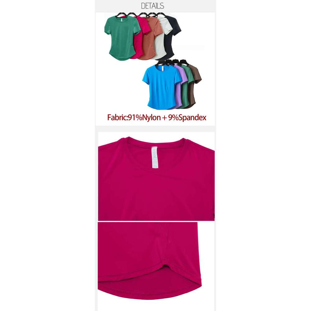 2025 Women's Yoga Chic Solid Color Short Sleeve T-Shirt Slim Fit Shirts Summer Streetwear Basic Crop Tops Gym Wear