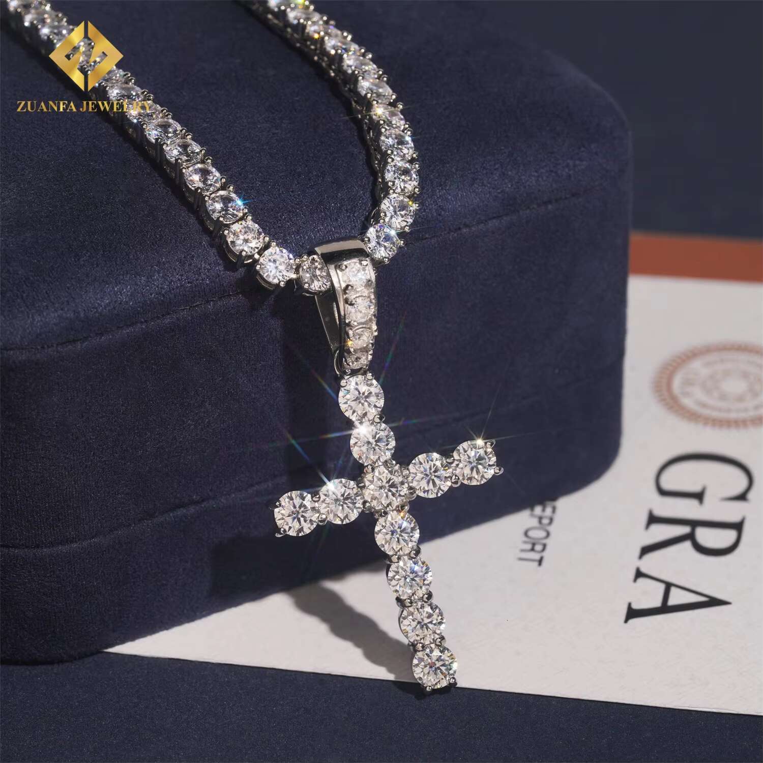 Pass Diamond Tester Custom Iced Out Hip Hop Moissanite Jewelry Pendant VVS D Moissanite Stainless Steel Cross Pendant