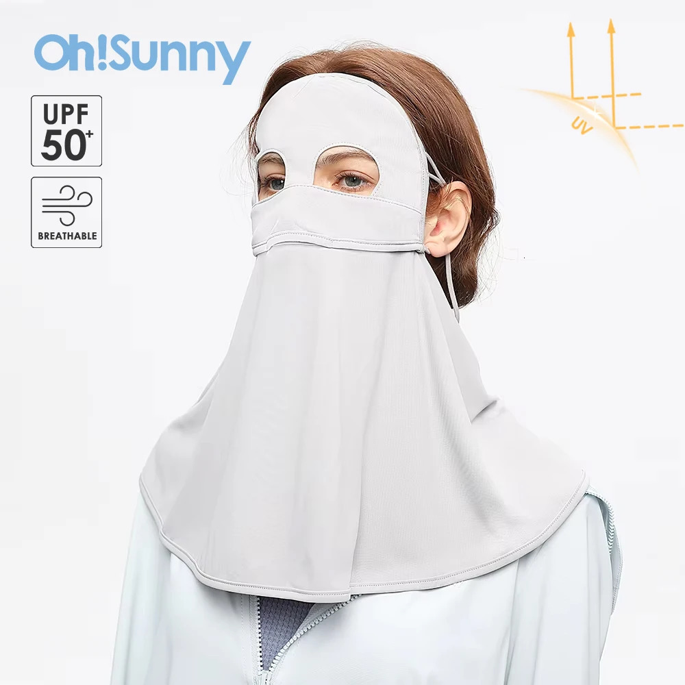 OhSunny Sun Protective Scarf for Woman Anti-UV UPF50 Face Neck Shoulder Integrated Facial Cover Summer Breathable Mask 250624