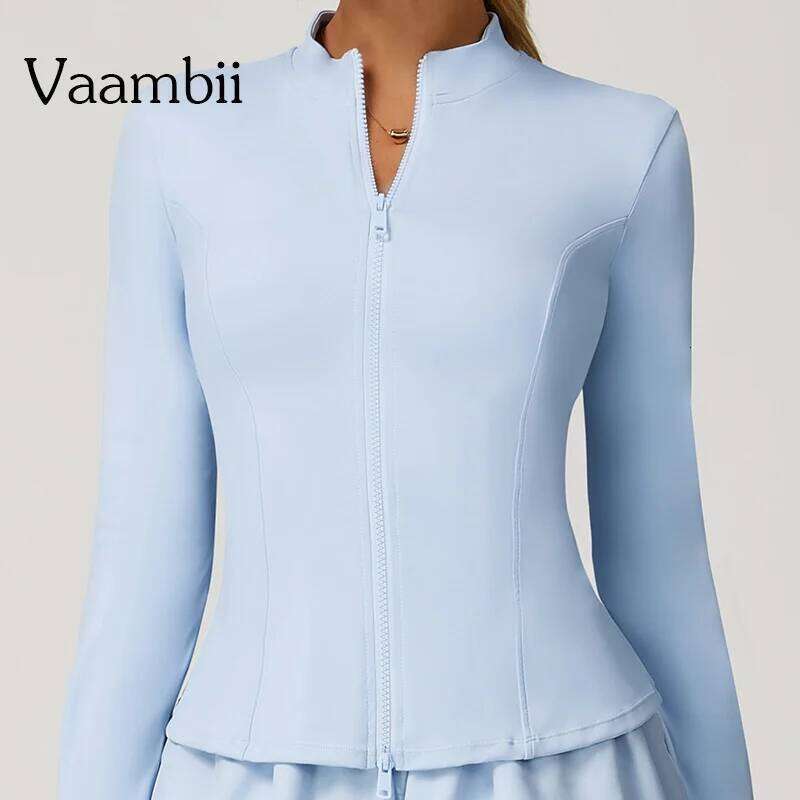 Women's Zipper Long-sleeved Stand-up Quick-drying Training Yoga Clothes Breathable Top Fiess Sports Jacket