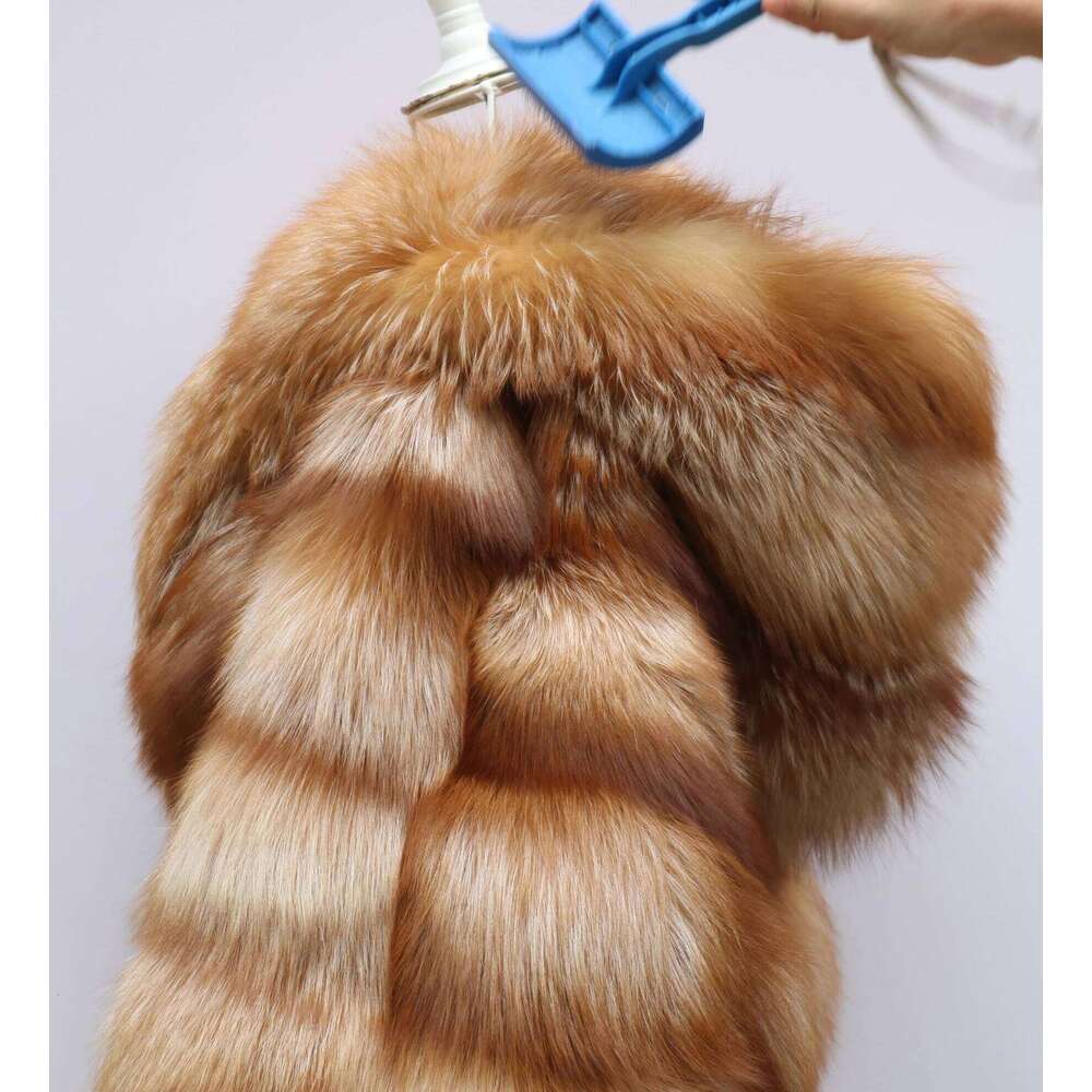 Goldred Coat Batwing Sleeve With Double-Sided Full Hooded Ladies Real Jacket Natural Fox Fur Outerwear Luxur