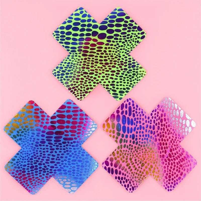 20 Pairs Colorful Fish Scales Disposable Nipple Stickers Pasties Self Adhesive Nipple Covers Breast Petals for Women W250624