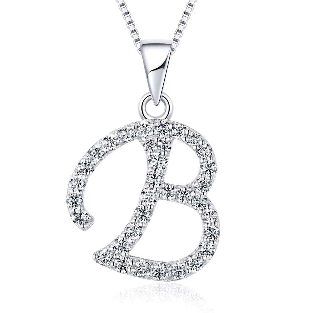 Sterling Sier Chain Necklace Fashion Pendant Charming Rhodium Plated Letter Style Wedding Party