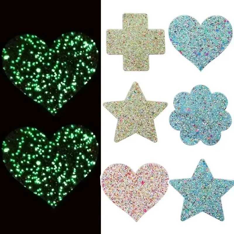 Sexy Nipple Pasties Invisible Disposable Breast Patch Clover Luminous Glitter Breast Lift Tape Chest Stickers Bara Nipple Covers W250624