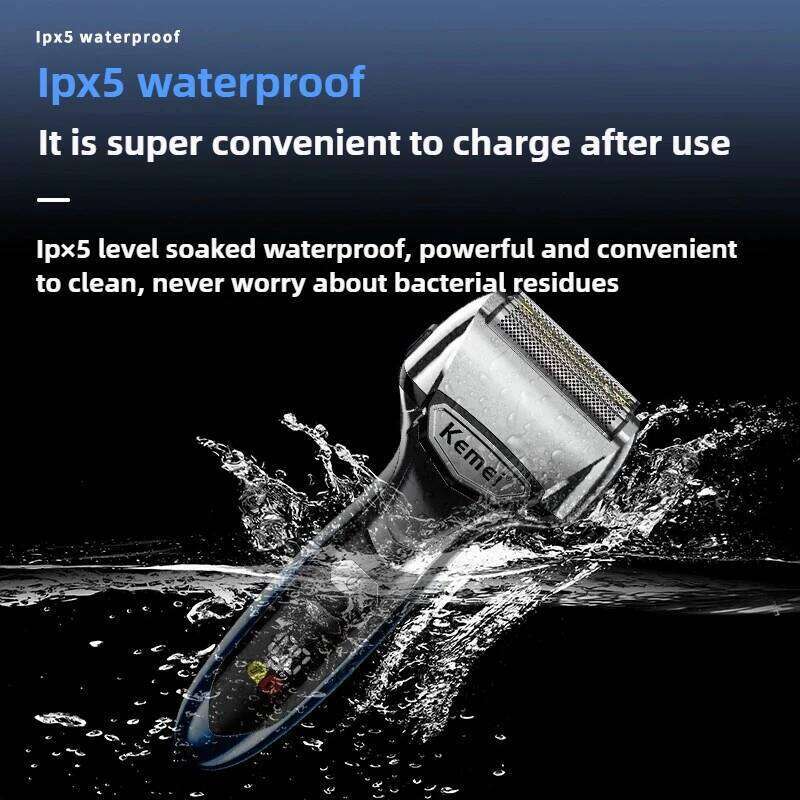 Kemei Km-3215 Waterproof Reciprocating Electric Shaver, 3D Floating Heads, USB Quick Charge Design, Men's Razor.