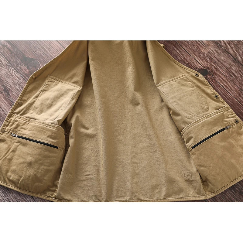 Summer Men Vintage Multi-function Multi Pocket Work Vest Coat Casual Mens Pographer Waistcoat Sleeveless Jacket Pure Cotton 250617