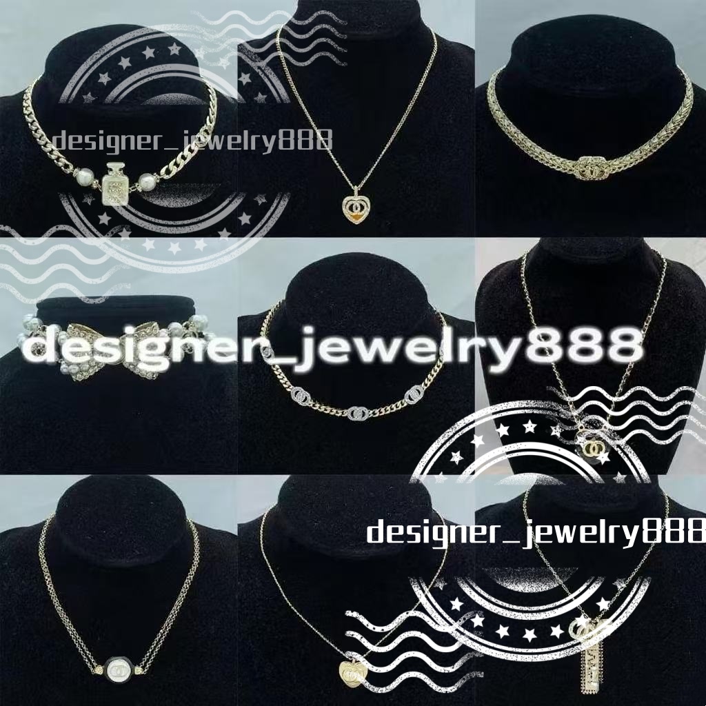 18 style classic Diamonds pearl Necklace French luxury brand C Fashion Necklaces Designers Jewelry Womens Party Chain