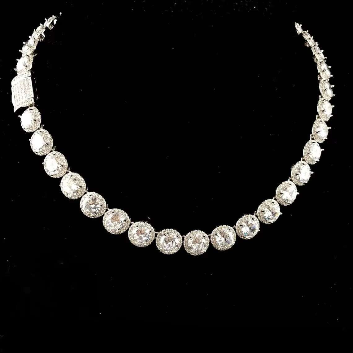 Master Rocks Jewelry 925 Sterling Silver Iced Out 8mm VVS Moissanite Tennis Chain Necklace